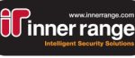Inner Range Logo, a red IR in block text with a white strock and a black background the words inner range are to the left in white, just above that in smaller text is their we address and below that in a burnt orange colour are the workds intelligent security soluctions. The IR range of products are supported by Security Alarm Monitoring Service and their graded alarm monitoring control room.