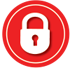 A white padlock inside a red circle, from home page "why choose Security Alarm Monitoring Service"